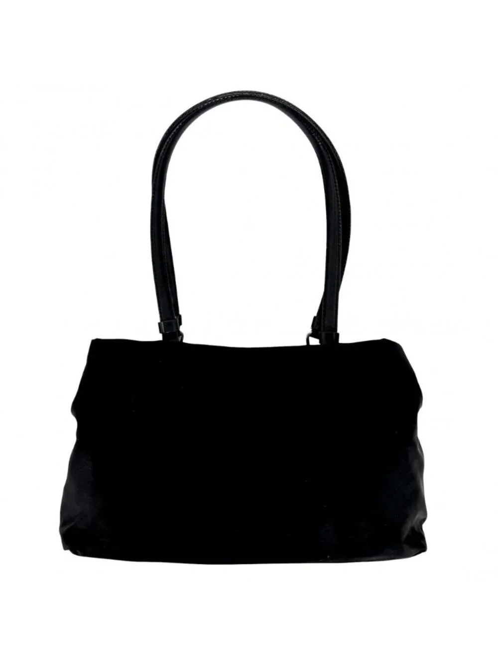Prada Triangle Logo Mini Bag Shoulder Crossbody Nylon Black Silver